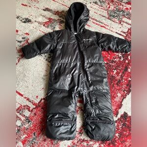 Columbia Black Unisex Hooded Zip Up One Piece Bunting Snowsuit, Size 6-12months